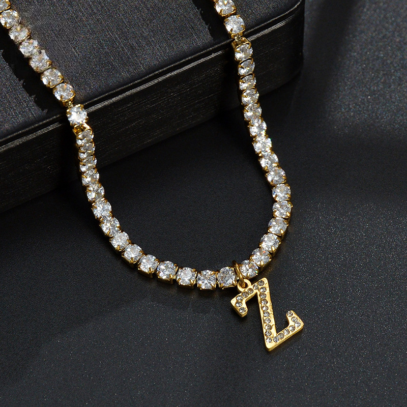 Name Initial Tennis Chain Necklace