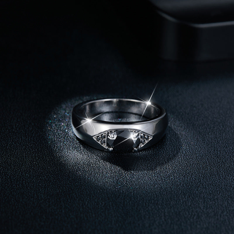 1 Carat Black Moissanite Eye of Horus Style Ring