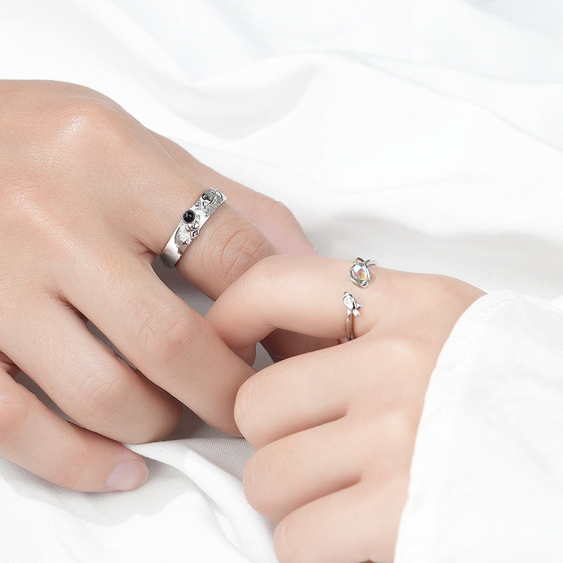Astronaut Galaxy Wedding Bands for Couples