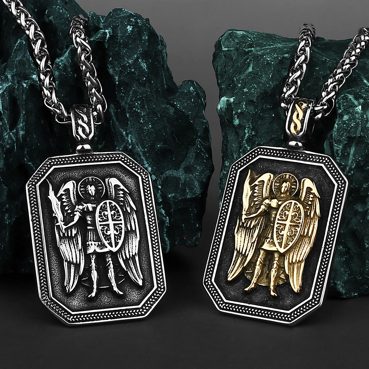 Saint Michael Archangel Mens Thick Chain Necklace