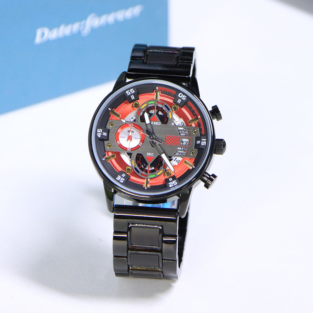 Engraved Mens Wood Multifunctional Watch