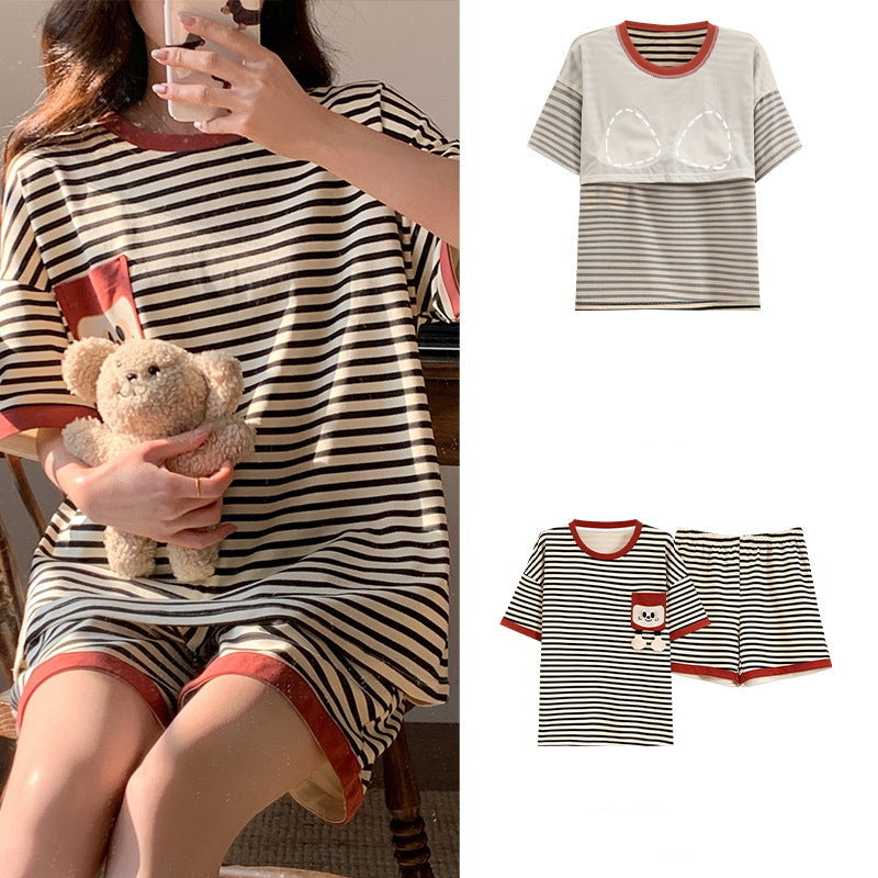 100% Cotton Pullover Pajamas Set, Padded Bra