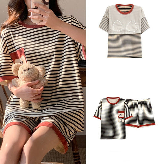 100% Cotton Pullover Pajamas Set, Padded Bra