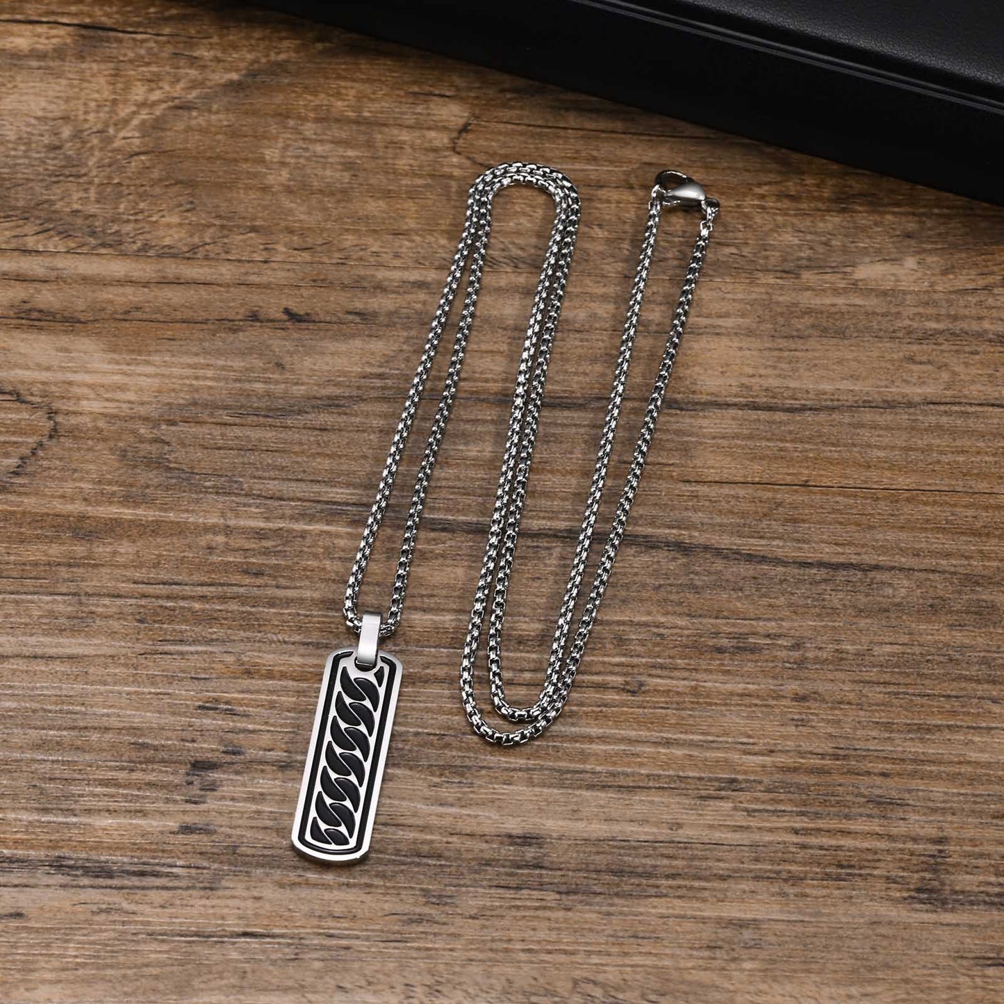 Engravable Bar Pendant Necklace for Men