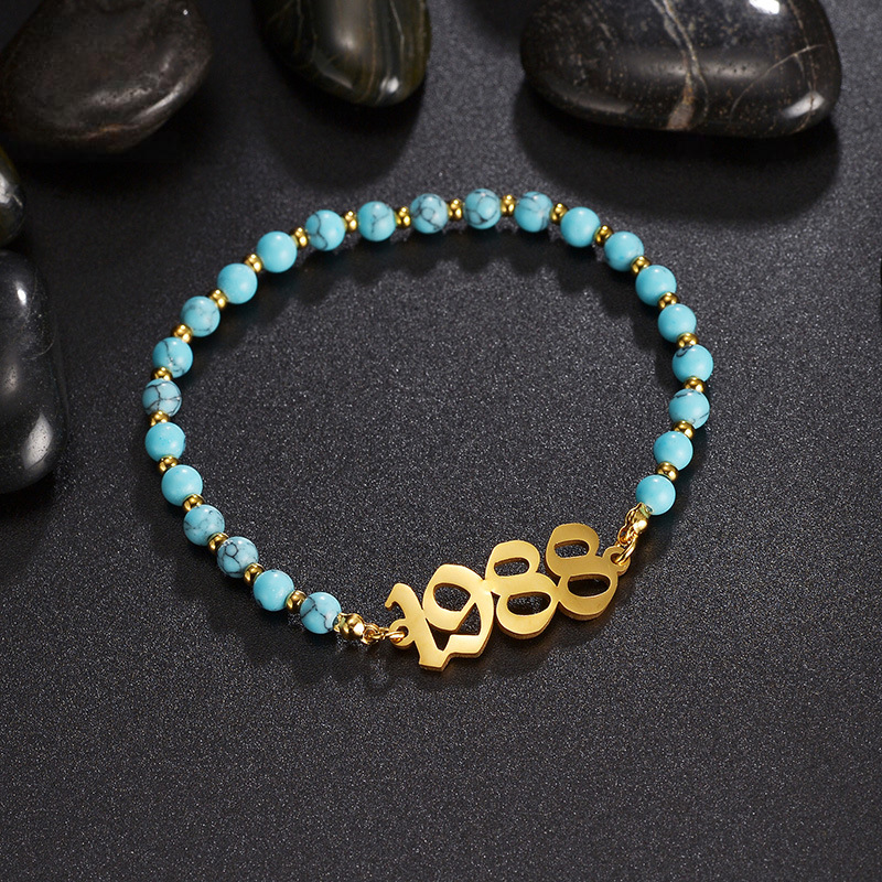 Natural Turquoise Beaded Name Bracelet