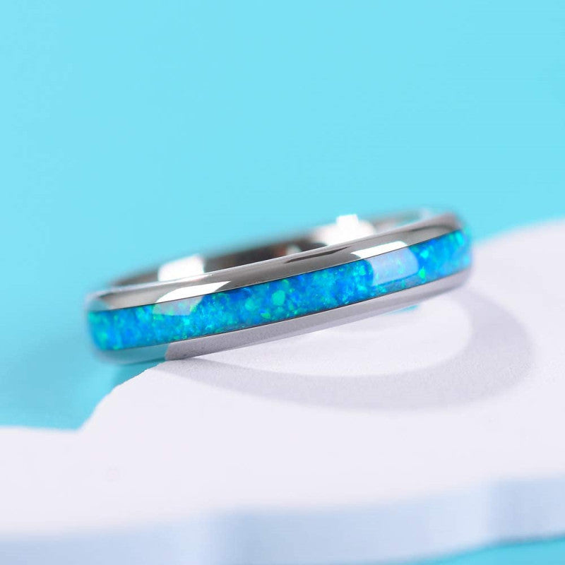 Engraved Curved Edge Mens Wedding Ring Gift 4mm