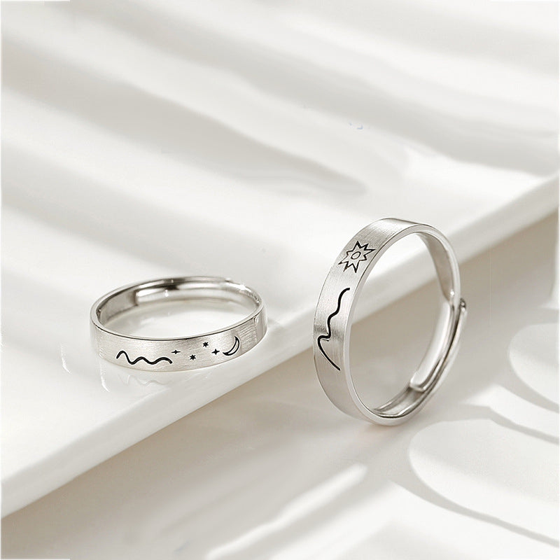 Matching Sun and Moon Promise Rings for Couples