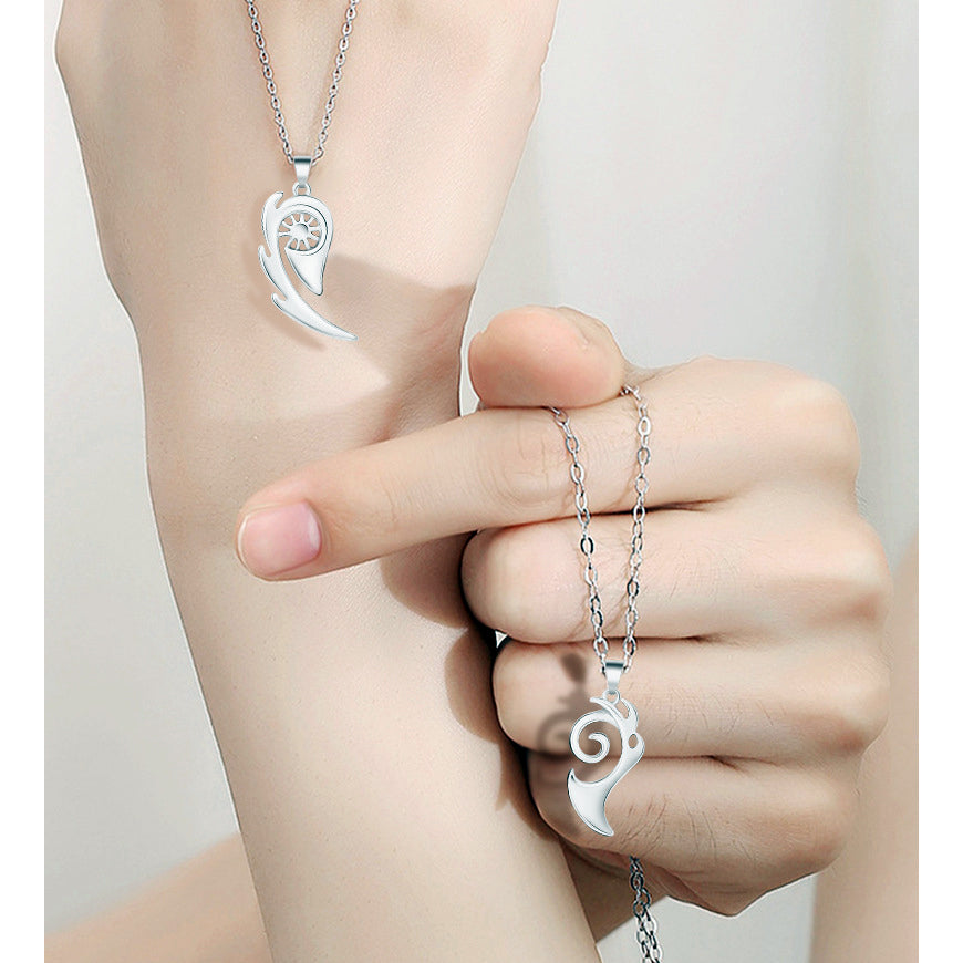 Magnetic Sun and Moon Couple Necklaces Set