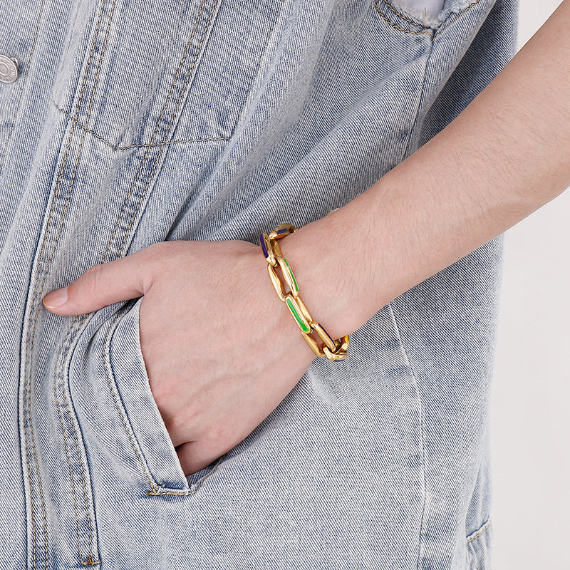 Custom Chunky Link Chain Mens Bracelet 22cm