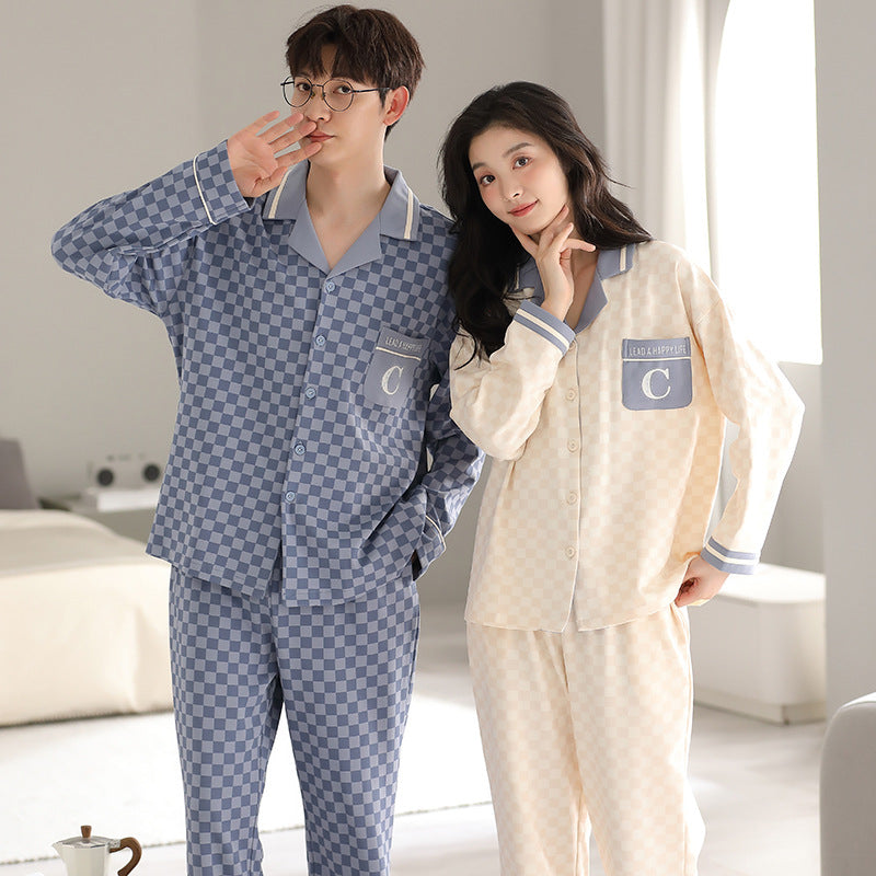 Matching Pattern Long Sleeves Pajamas Set 100% Cotton