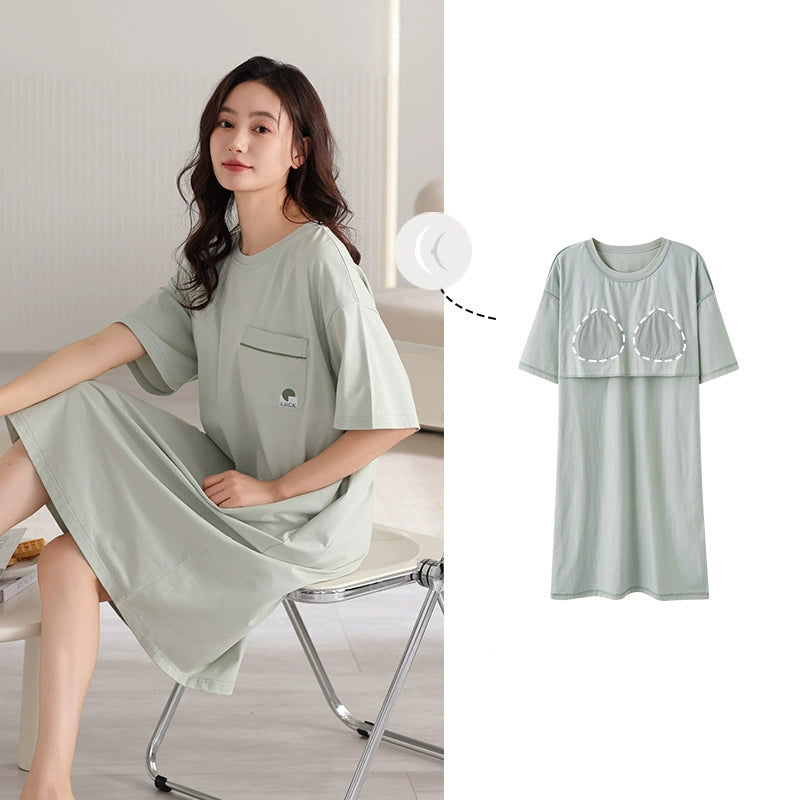 Gullei™ Short Sleeve Sleepwear with Bra Pads Cotton