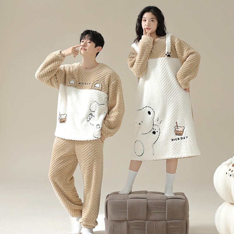 Warm Fleece Matching Couples PJs Set