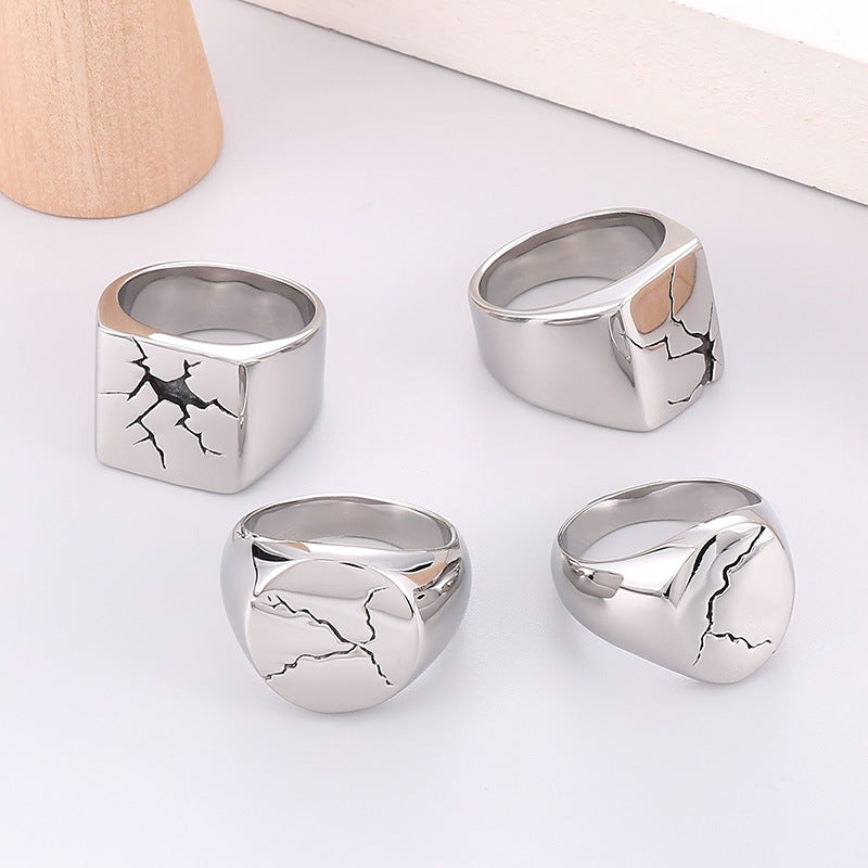 Custom Cracked Pattern Mens Ring Gift