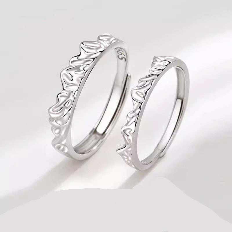 Unique Wavy Wedding Rings Matching Set