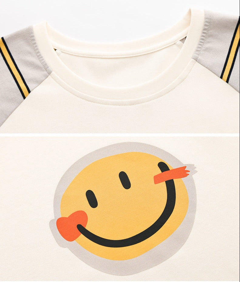 Matching Smiley Summer Pyjamas Set 100% Cotton