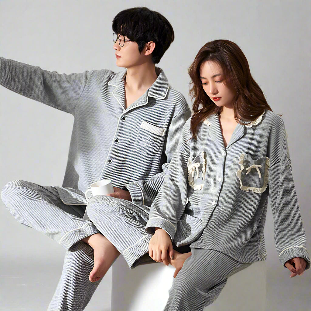 Matching Couple Long Sleeve Pajamas & Loungewear - 100% Organic Cotton