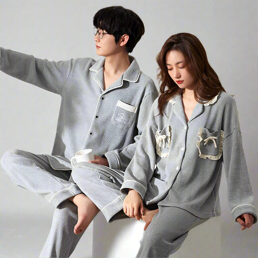 Matching Couple Long Sleeve Pajamas & Loungewear - 100% Organic Cotton