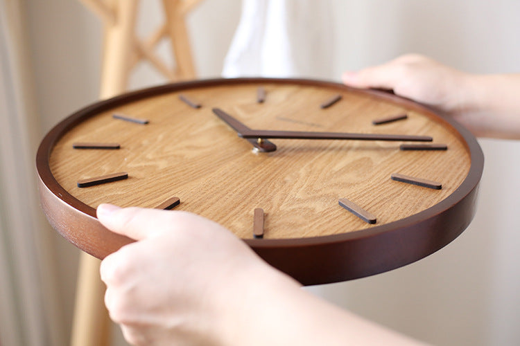 Minimalistic Silent Wooden Analog Wall Clock 12 Inches