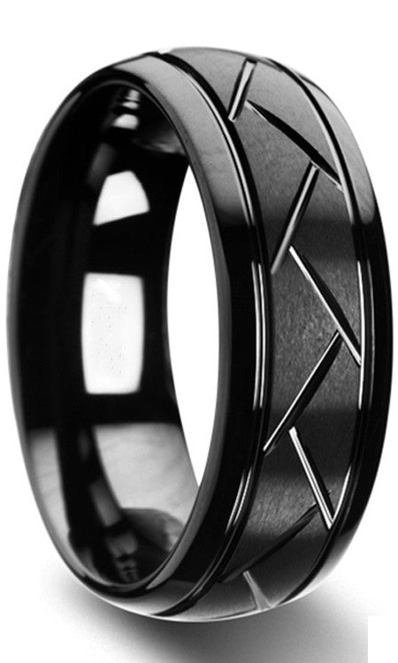 Personalized Brushed Mens Wedding Band Matte Finish