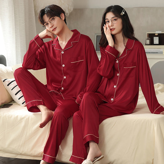 Red Silk Matching Pajamas for Newlyweds | Bride & Groom Set