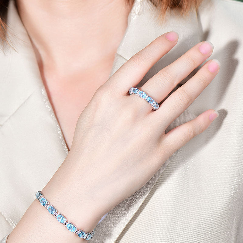 Aquamarine Eternity Promise Ring for Her