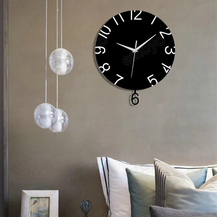 Big Numbers Silent Pendulum Wall Clock — 12" Acrylic