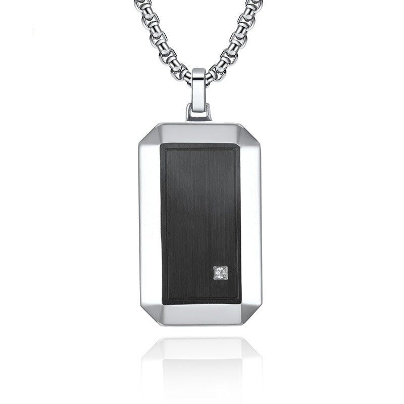 Custom Engravable Brushed Mens Pendant Necklace
