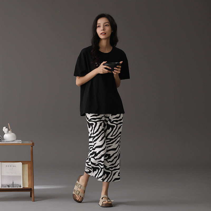 Zebra Pattern Matching Pajamas Set for Couples