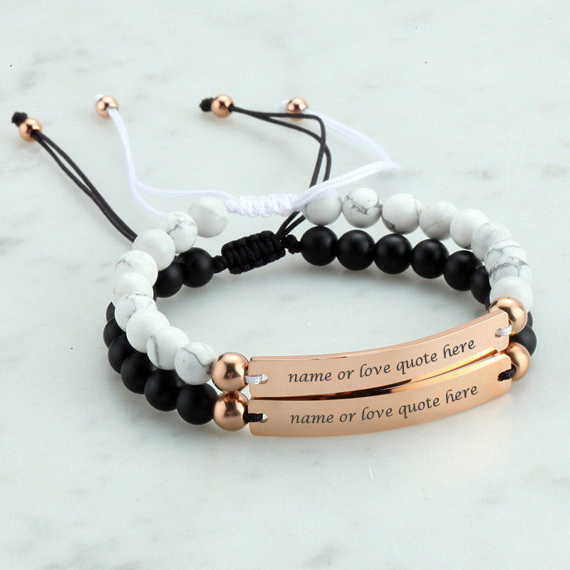 Matching Distance Bead Bracelets (Set of 2) - Love Links