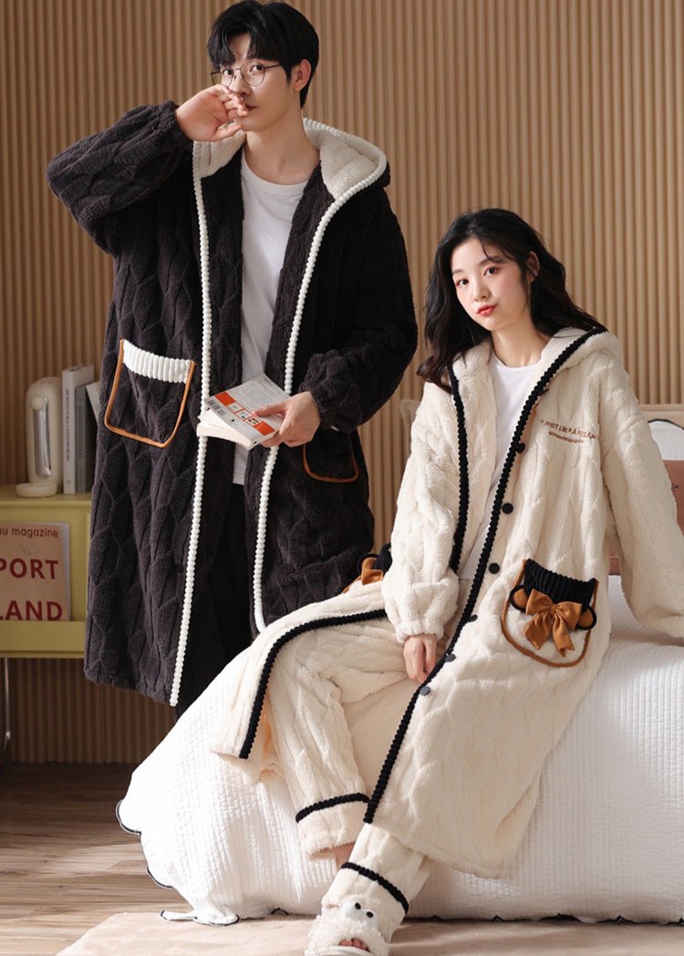 Winter Long Pajamas for Couples - 100% Coral Flannel