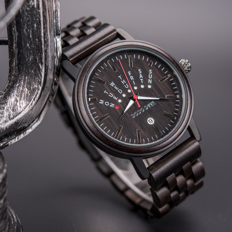 Matching Wood Couple Luminous Watch Set