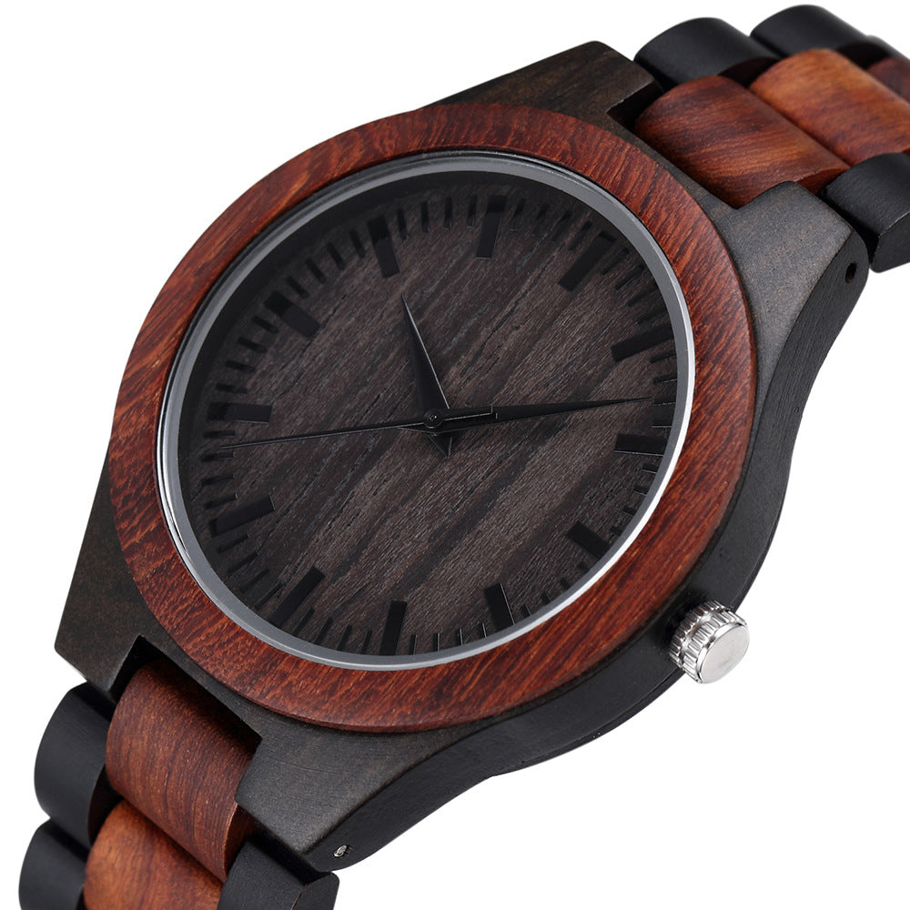Engraved Wooden Mens Analog Watch