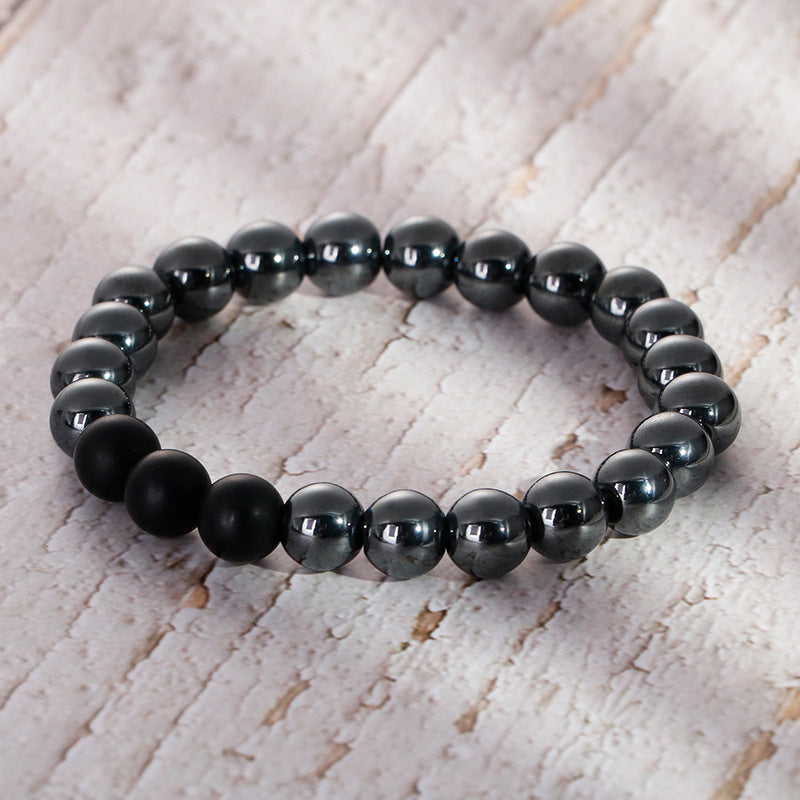 Agate Iron Beads Mens Bracelet