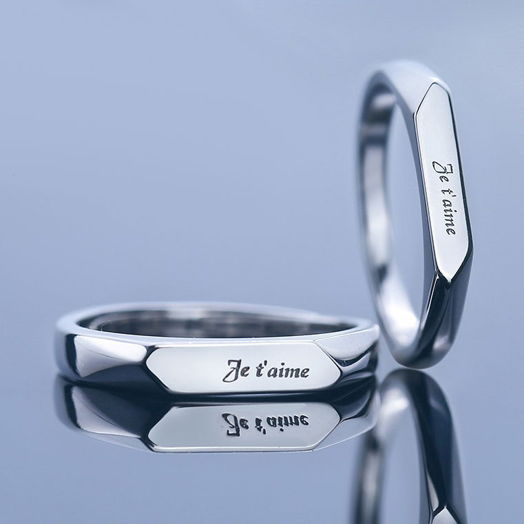 Je Taime Matching Wedding Bands for Two