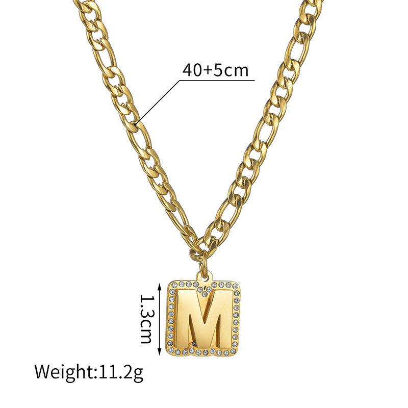 Name Initial Monogram Cuban chain Necklace