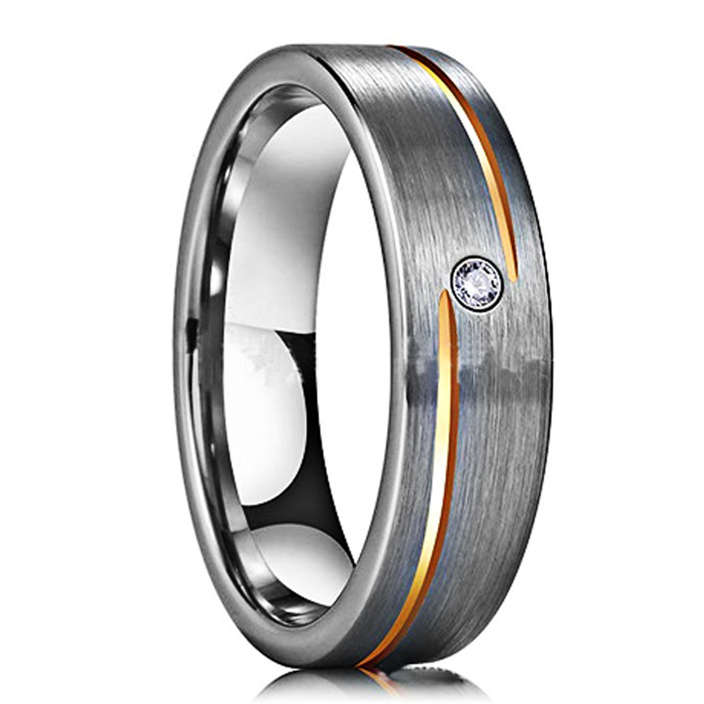 Engravable Two Tone Mens Wedding Band
