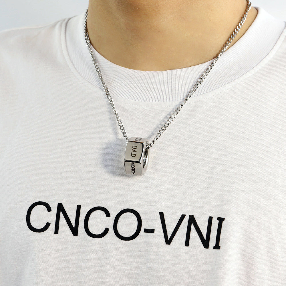 Engravable Nut Necklace Gift for Mechanic Dad