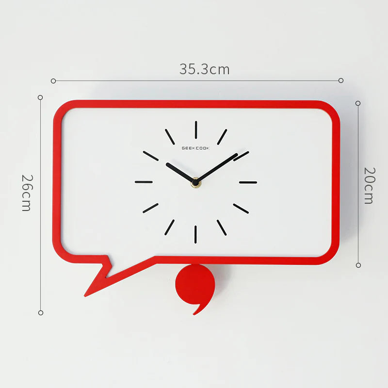 Minimalist Comma Pendulum Silent Wall Clock — 12" MDF & ABS