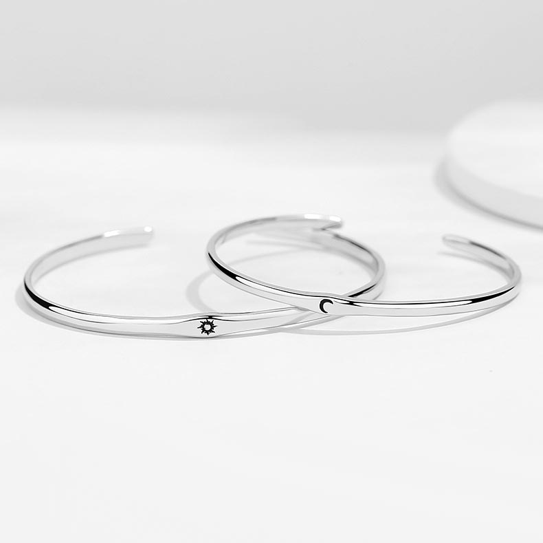 Custom Sun and Moon Bangle Bracelets Set