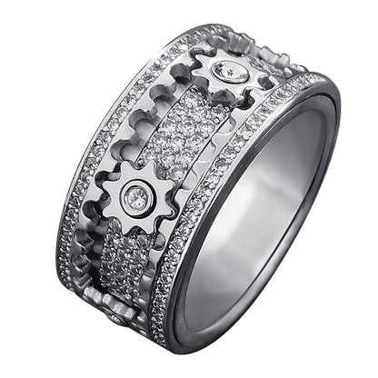 Real Gears Fidget Mens Ring with Names Engraved