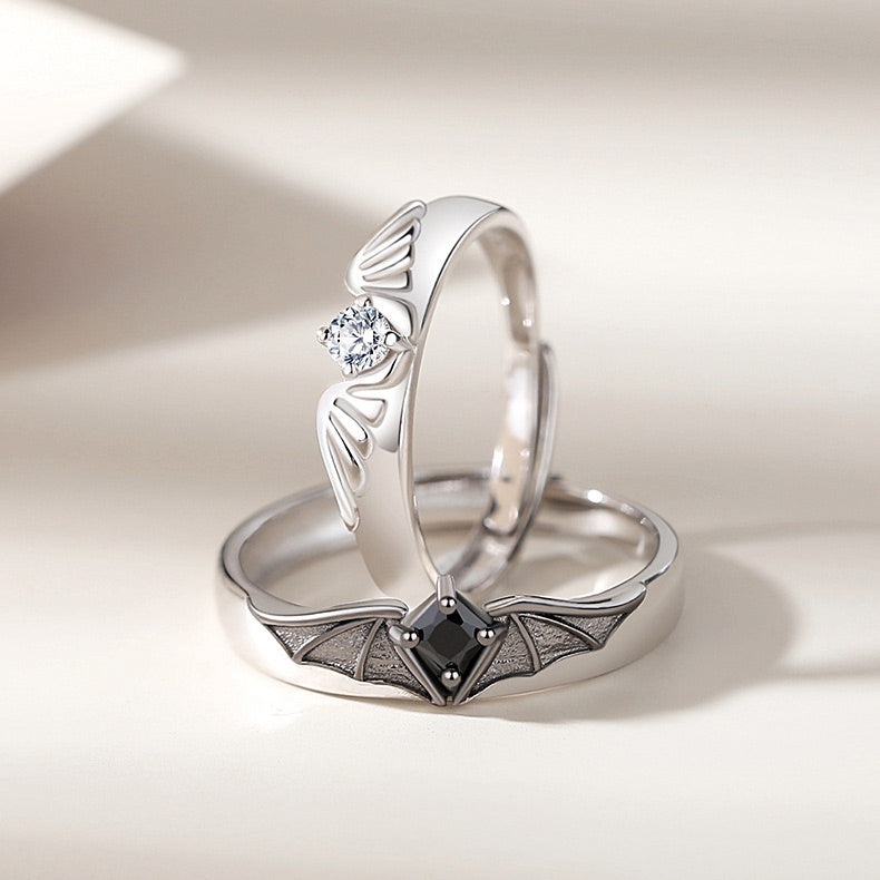 Custom Angel Demon Couple Rings Set for two