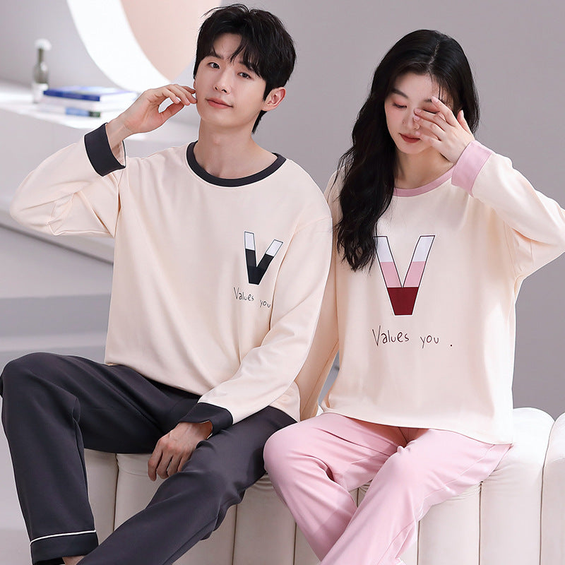 Long Sleeve Soft Pajamas Set for Couples 100% Cotton