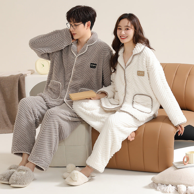 Matching Thick Flannel Pajamas for Couples Gullei