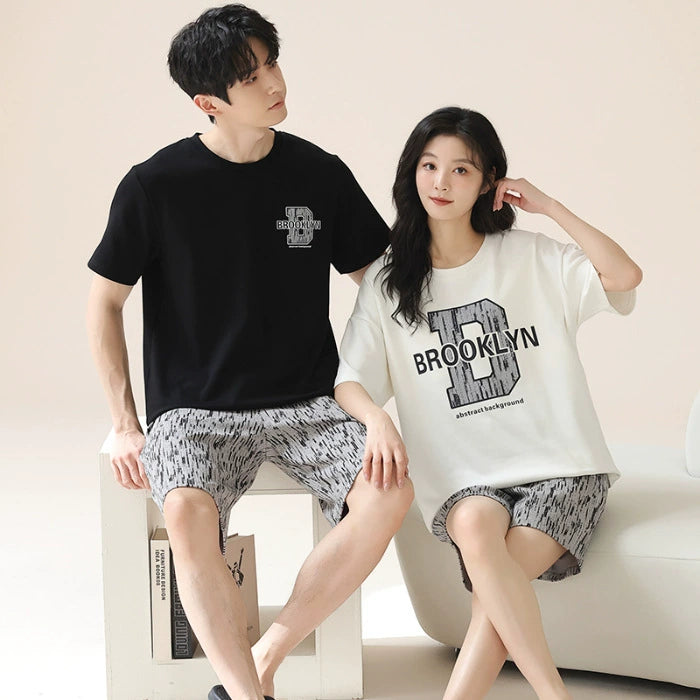 Brooklyn Couple PJs - Matching Cotton Summer Set