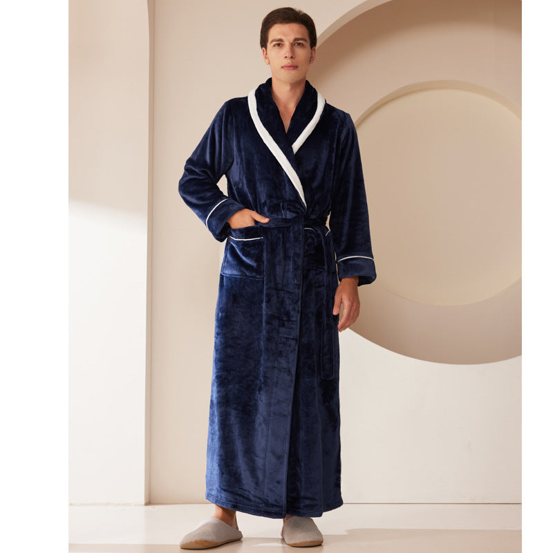 Thickened Flannel Robe Nightgown Set for 2