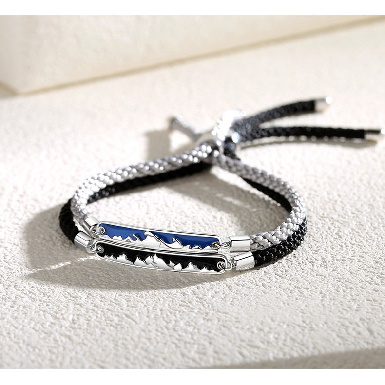 Mountain Ocean Couple Promise Bracelets Set