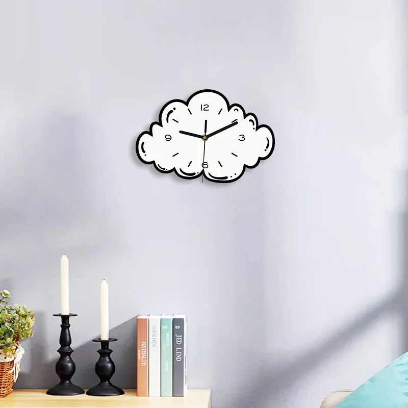 Cloud Shaped Silent Wall Clock – Whimsical Acrylic Design