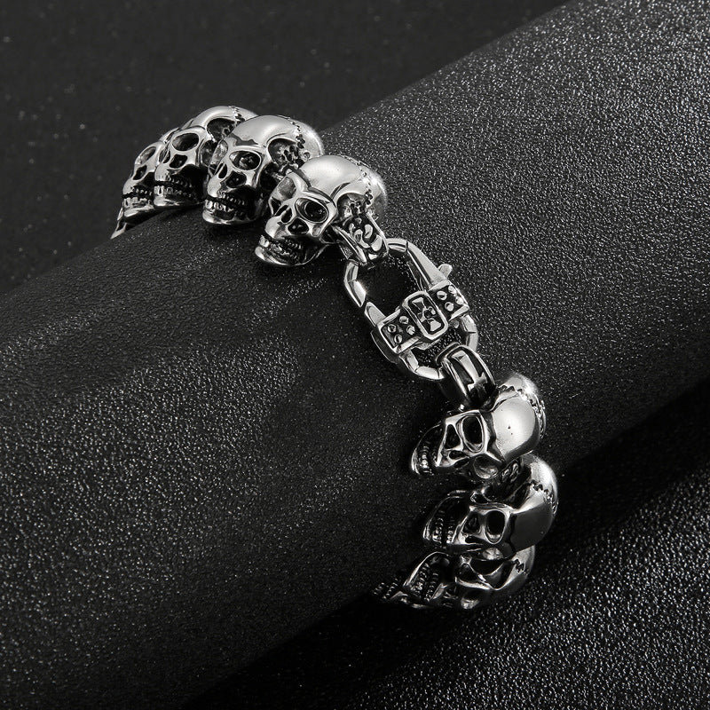 Name Initials Mens Skull Bracelet 22cm