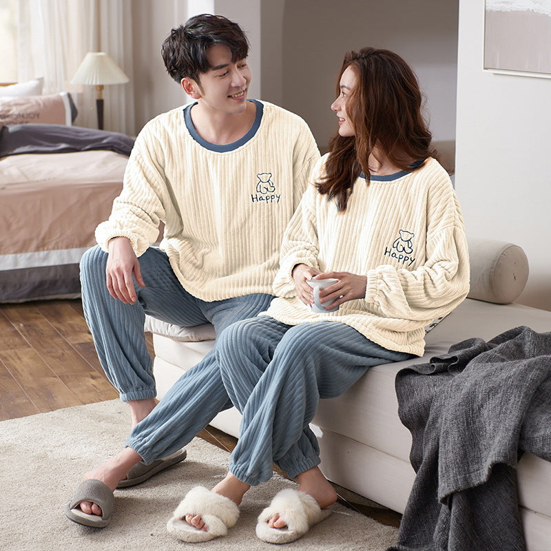2024 Winter Soft Flannel Pajamas Loungewear Couple Sleepwear