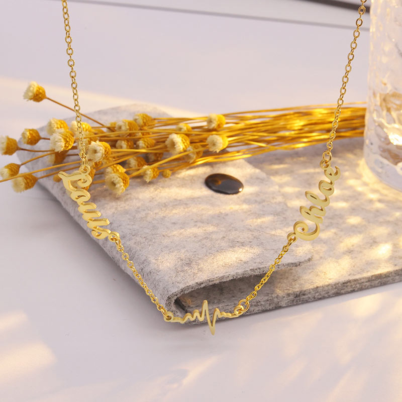Custom Heartbeat Multiple Names Necklace